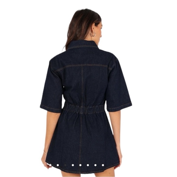 Petal & Pup Rev Mini Short Sleeve Button Denim Dress Size Small NEW - Picture 4 of 15